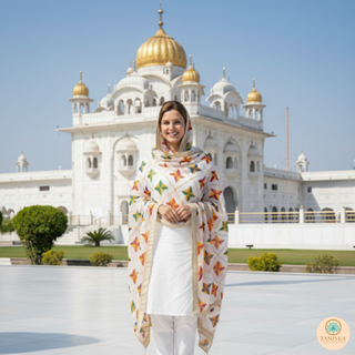 The White Star Bloom Phulkari Dupatta