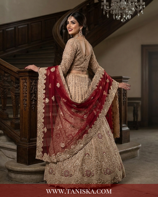 Champagne Gold Heavily Embellished Bridal Lehenga