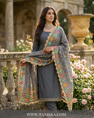 Pure Slate Heritage Starburst Phulkari