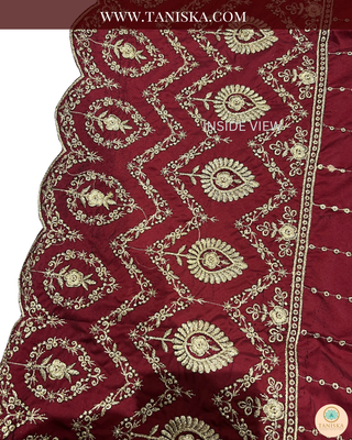 The Regal Crimson | Striped Velvet Zardosi Groom’s Shawl