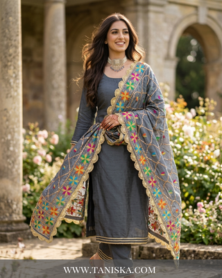 Pure Slate Heritage Starburst Phulkari