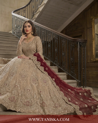 Champagne Gold Heavily Embellished Bridal Lehenga
