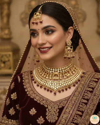 The Regal Baarat Heritage Bridal Choker Set - (Limited Edition) - Golden / Maroon