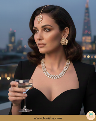 American Diamond Style Necklace Set - Rose Gold