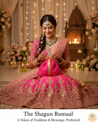 1 Hot Pink Multi-Purpose DORI RUMAL (Gift Bag, Thaal Cover, Potli Bag - Perfect for: Indian Wedding, Shagan Ceremony, Chunni Charhana, Bridal Shower, Baby Shower, Maiyan, Weddings, Favors, Shaadi, Walima)