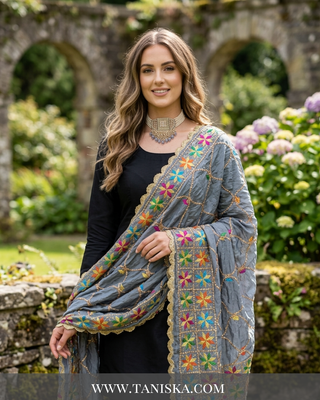 Pure Slate Heritage Starburst Phulkari