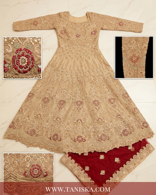 Champagne Gold Heavily Embellished Bridal Lehenga