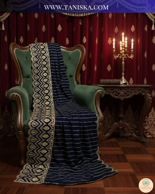 The Royal Navy | Striped Velvet Zardosi Groom’s Shawl