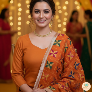 The Orange Star Bloom Phulkari Dupatta