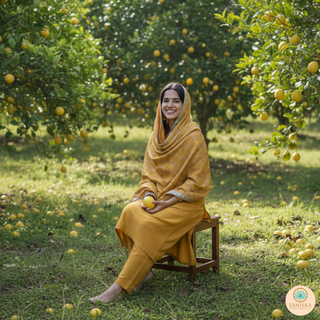 The Lemon Glam Phulkari Dupatta
