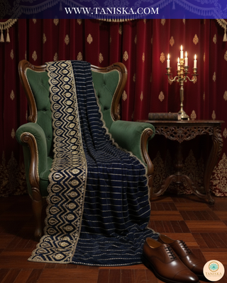 The Royal Navy | Striped Velvet Zardosi Groom’s Shawl