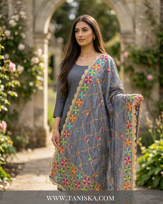 Pure Slate Heritage Starburst Phulkari