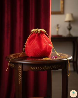 1 Red Multi-Purpose DORI RUMAL (Gift Bag, Thaal Cover, Potli Bag - Perfect for: Indian Wedding, Shagan Ceremony, Chunni Charhana, Bridal Shower, Baby Shower, Maiyan, Weddings, Favors, Shaadi, Walima)