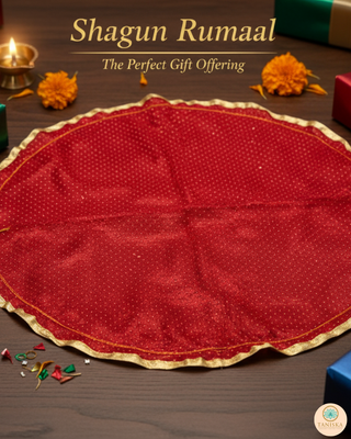 1 Red Multi-Purpose DORI RUMAL (Gift Bag, Thaal Cover, Potli Bag - Perfect for: Indian Wedding, Shagan Ceremony, Chunni Charhana, Bridal Shower, Baby Shower, Maiyan, Weddings, Favors, Shaadi, Walima)