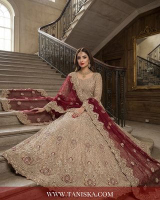 Champagne Gold Heavily Embellished Bridal Lehenga
