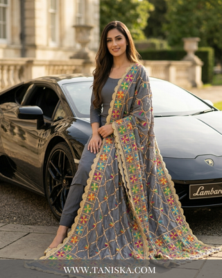 Pure Slate Heritage Starburst Phulkari