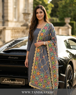 Pure Slate Heritage Starburst Phulkari