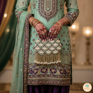 The Mint Pearl Cascade Clutch Bag