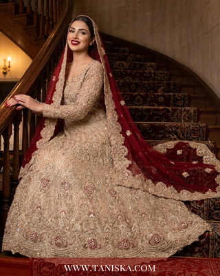 Champagne Gold Heavily Embellished Bridal Lehenga