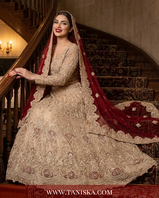 Champagne Gold Heavily Embellished Bridal Lehenga