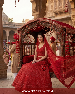 Scarlet Heritage Embroidered Bridal Lehenga