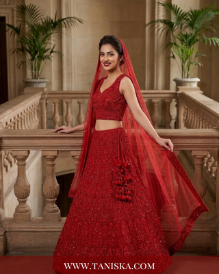 Scarlet Heritage Embroidered Bridal Lehenga
