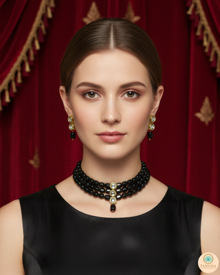 Midnight Black Kundan Necklace Set
