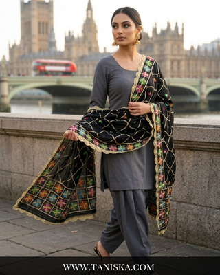 Pure Raven Heritage Gota & Starburst Phulkari