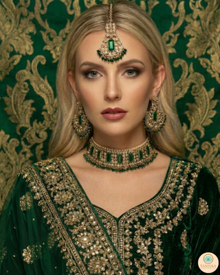 The Maharani Green Choker Set