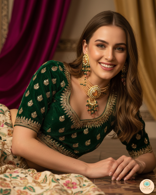 MRINAL Traditional Kundan Necklace Set - Peach