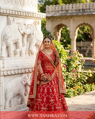Crimson Velvet Heritage Bridal Lehenga
