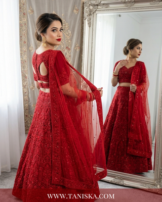 Scarlet Heritage Embroidered Bridal Lehenga