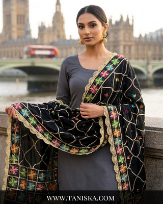 Pure Raven Heritage Gota & Starburst Phulkari