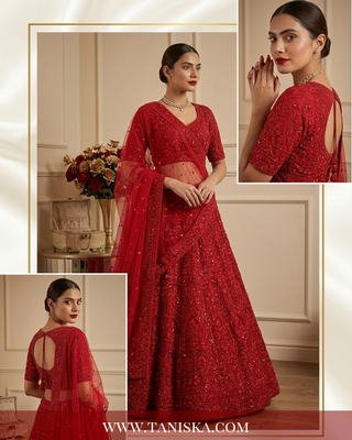 Scarlet Heritage Embroidered Bridal Lehenga