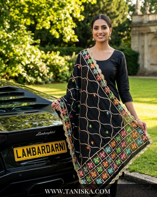 Pure Raven Heritage Gota & Starburst Phulkari