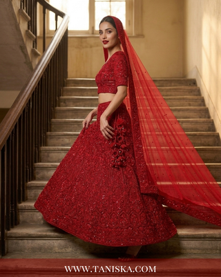 Scarlet Heritage Embroidered Bridal Lehenga