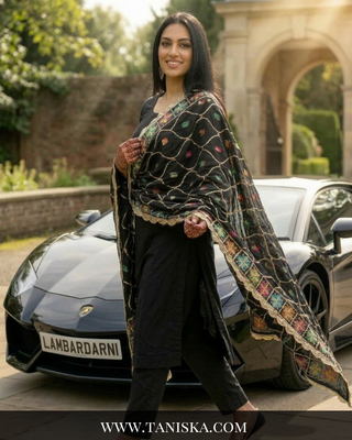 Pure Raven Heritage Gota & Starburst Phulkari