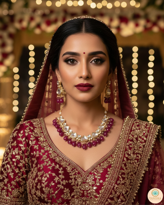 MEEREN Kundan Choker Necklace Set (Ruby)