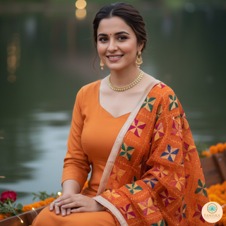 The Orange Star Bloom Phulkari Dupatta