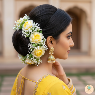 Yellow Flower Gajra - Hair Accessory - (Single Piece)