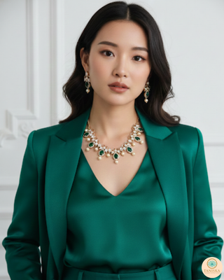 The Verra Necklace Set (Emerald Green)