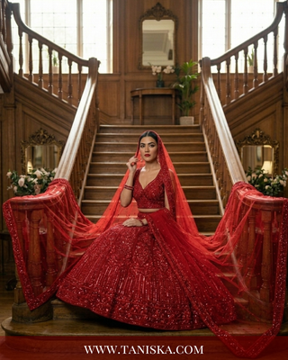Scarlet Heritage Embroidered Bridal Lehenga