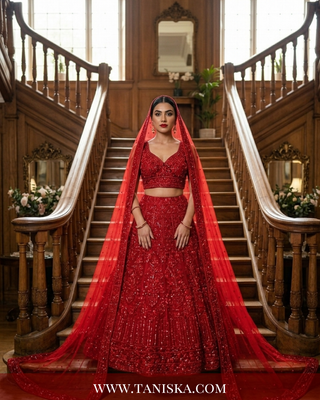 Scarlet Heritage Embroidered Bridal Lehenga