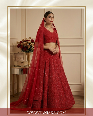 Scarlet Heritage Embroidered Bridal Lehenga