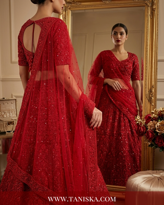 Scarlet Heritage Embroidered Bridal Lehenga