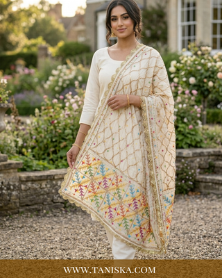 Pure Heritage White Geometric Phulkari