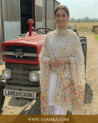 Pure Heritage White Geometric Phulkari