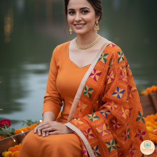 The Orange Star Bloom Phulkari Dupatta