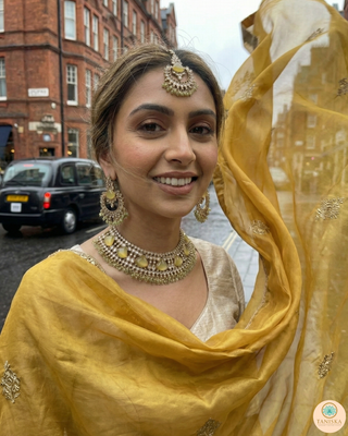 HANIYA Designer Lemon Yellow Necklace Set