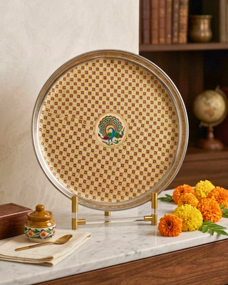 Meenakari Majesty: The Royal Peacock Thaal / Plate